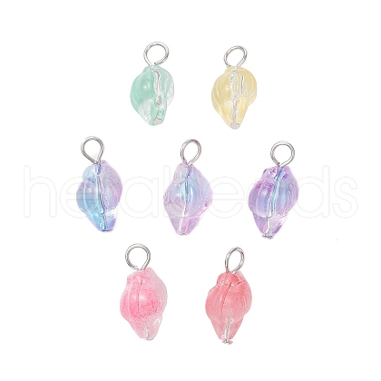 Transparent Spray Paint Glass Pendants PALLOY-JF03689-02-1
