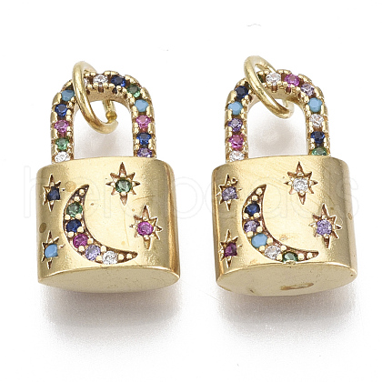 Brass Micro Pave Colorful Cubic Zirconia Pendants KK-S356-035G-NF-1