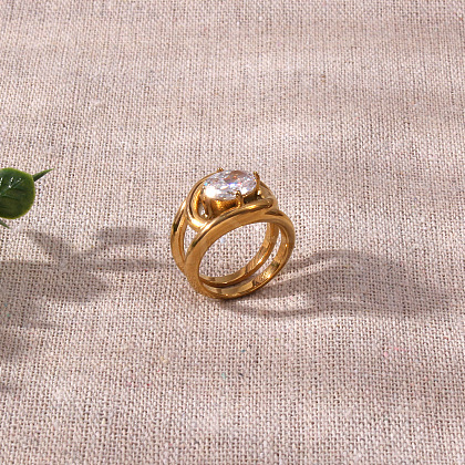 Stainless Steel & Cubic Zirconia Finger Rings FS-WG8A7D9-02-1