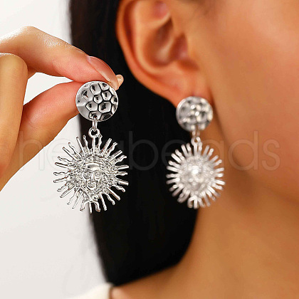 Sun Alloy Dangle Stud Earrings WG3BD20-06-1