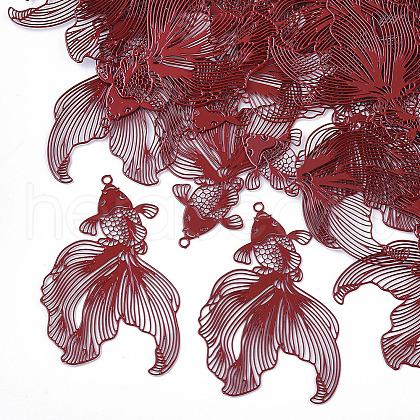 Spray Painted 430 Stainless Steel Filigree Pendants STAS-N103-215-1
