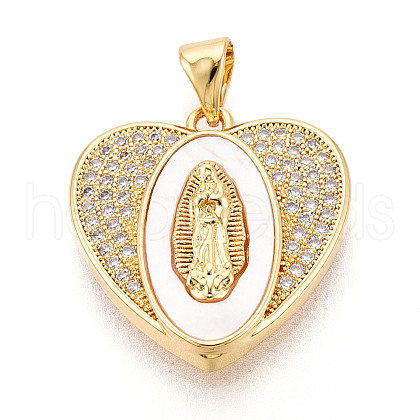 Brass Micro Pave Clear Cubic Zirconia Pendants KK-N268-22G-1