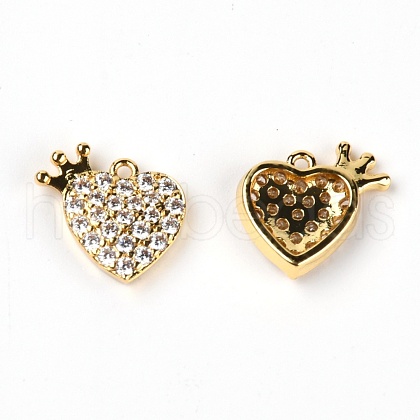 Brass Micro Pave Clear Cubic Zirconia Charms ZIRC-WH0008-02LG-1