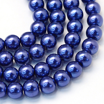 Baking Painted Pearlized Glass Pearl Round Bead Strands HY-Q003-6mm-19-1