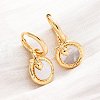 Flat Round with Snake Brass Shell Hoop Earrings KK-D363-21G-4