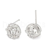 Brass Micro Pave Cubic Zirconia Stud Earring Findings KK-Z094-12P-2