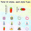 SUNNYCLUE 48Pcs 12 Styles Easter Theme Printed Wooden Beads WOOD-SC0001-61-2