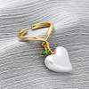 Brass Enamel Open Cuff Rings for Women RJEW-U057-21G-1