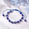 Lampwork Evil Eye Beads Braided Bead Bracelets for Men Women BJEW-MZ00160-7