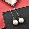 925 Sterling Silver Clear Cubic Zirconia Round Dangle Stud Earrings EJEW-L300-03P-1