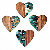 Transparent Resin & Walnut Wood Pendants RESI-TAC0017-73-A02-1