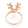 Antler Brass Micro Pave Clear Cubic Zirconia Cuff Ring Settings KK-T076-26G-3