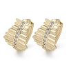 Brass Clear Cubic Zirconia Hoop Earrings EJEW-Q014-17G-2