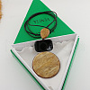 Flat Round Geometirc Resin Pendant Faux Suede Cord Long Necklaces FS-WG38481-01-1
