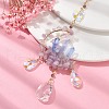 Wire Wrapped Natural Amethyst Chip & Brass Moon Pendant Decoration HJEW-TA00082-2