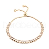 Brass Pave Clear Cubic Zirconia Horse Eye Box Chain Slider Bracelets BJEW-B094-06B-G-1