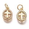 Brass Micro Pave Clear Cubic Zirconia Charms ZIRC-C020-62G-2