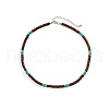 Round Synthetic Turquoise & Wood Heishi Beaded Necklaces for Men FS-WG6A9BE-01-5