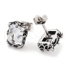 Rectangle 316 Surgical Stainless Steel Pave Clear Cubic Zirconia Stud Earrings for Women Men EJEW-Z050-16AS-2
