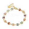 Butterfly Brass Link Bracelets for Woman BJEW-S157-03G-5