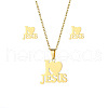 Word I Love Jesus 304 Stainless Steel Pendant Necklaces & Stud Earrings Sets FS-WGBBC94-01-5