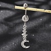 Alloy Crystal Rhinestone Dangle Curved Barbell Belly Rings AJEW-R007-04P-02-1