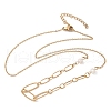 304 Stainless Steel & Glass Pearl Oval Link Chain Necklaces for Women NJEW-A045-04G-1-4