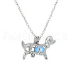 Alloy Dog Cage Pendant Necklace with Synthetic Luminaries Stone LUMI-PW0001-012P-A-3