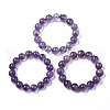 Natural Amethyst Stretch Beaded Bracelets G-R465-58C-2