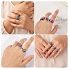 9Pcs 9 Style Rainbow Color 304 Stainless Steel Heart & Star & Word Love Cuff Rings RJEW-SZ0001-20-6