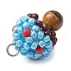 Seed Beads & Natural Tiger Eye Beaded Charms PALLOY-MZ00333-05-4
