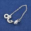 Brass Pave Clear Cubic Zirconia European Safety Chains with Charms KK-L236-16D-S-2