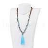 Natural Ocean Jasper and Wood Beaded Necklaces NJEW-JN02024-5