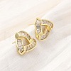 Triangle Brass Micro Pave Clear Cubic Zirconia Stud Earrings EJEW-F373-01G-3
