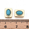 Brass Pave Synthetic Turquoise Beads KK-N258-14G-3