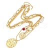 304 Stainless Steel & Synthetic Dyed Red Turquoise Round and ABS Imitation Pearl Oval Pendant 3 Layer Necklaces for Women NJEW-M100-01G-2