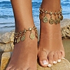 Bohemian Ethnic Style Flower Coin Tassel Alloy Anklets FS-WGE8569-01-1