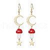 4 Pairs 4 Colors Mushroom Lampwork Dangle Earrings EJEW-TA00306-4