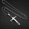 Cross 304 Stainless Steel Pendant Ball Chain Long Necklaces for Men FS-WG328E8-01-1