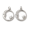 Rack Plating Brass Micro Pave Clear Cubic Zirconia Charms KK-F863-15P-1