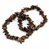 Unisex Chip Natural Tiger Eye Beaded Stretch Bracelets X-BJEW-S143-02-5