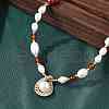 Mother's Day Jewellery Brass Glass & Pearl Teardrop Pendant Necklaces NJEW-P325-01G-2