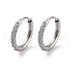 316 Surgical Stainless Steel Pave Clear Cubic Zirconia Hoop Earrings Women EJEW-A109-01A-P-1