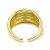 Brass with Cubic Zirconia Open Cuff Ring RJEW-B051-09G-3