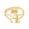 Clear Cubic Zirconia Initial Letter with Crown Adjustable Ring RJEW-M139-17A-2