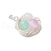 Dyed Natural Selenite Copper Wire Wrapped Bird Egg Nest Pendants PALLOY-TA00228-01-4