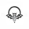 304 Stainless Steel Crystal Rhinestone Halloween Bat Hoop Nose Rings WG0E020-03-3