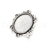 Adjustable Iron Flower Finger Ring Components Alloy Cabochon Bezel Settings PALLOY-Q300-15AS-NR-1