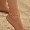 Summer Fashion Brass Heart Link Fringed Colorful Rhinestone Anklets for Women Beach Parties BX8171-3