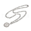 Flat Round with Virgin Pattern 304 Stainless Steel Pendant Necklaces for Men Women NJEW-K283-20P-2